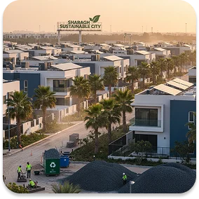 Heavy transport trucks delivering aggregates for UAE infrastructure construction project